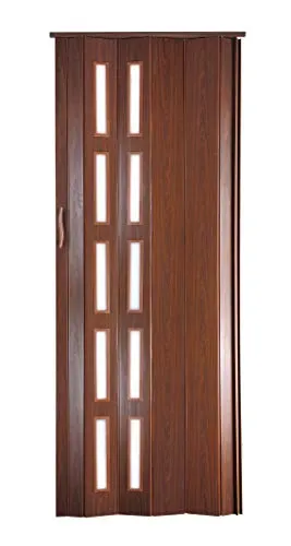Falttür 201 cm, Einbaubreite bis 80 cm, mahagoni farben - Schiebetür mit Magnetverschluss, extrem pflegeleicht und feuchtraumgeeignet. Komplett mit Rahmen und kürzbar für individuelle Anpassungen.