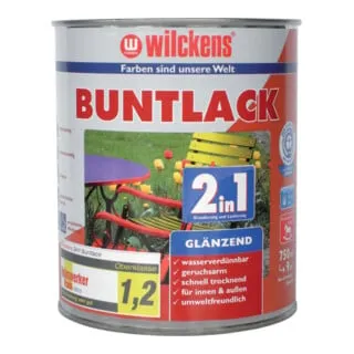 Wilckens Lackfarbe 2 in 1, Buntlack, feuerrot RAL 3000, 0,75l - Holzschutz Grundierungen, hochdeckend und schnelltrocknend, ideal für Innen- und Außenanwendungen auf Holz, Metall und Kunststoff.