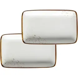 Mäser Servierplatten-Set Pintar, Braun, Beige, Keramik, 2-teilig, rechteckig, 21x3x13 cm, Tischkultur & Servieren, Servierplatten