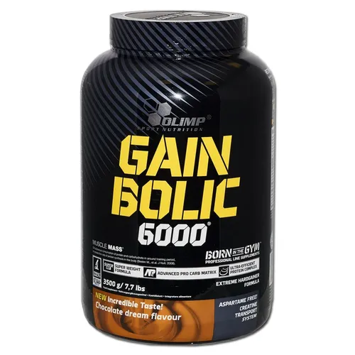 OLIMP SPORT NUTRITION Olimp Gain Bolic 6000 - Erdbeere (3500 g) - Kohlenhydrat-Präparat für Muskelaufbau, mit drei hochwertigen Proteinquellen und einer speziellen Mischung aus Dextrose und Maltodextrinen für optimale Energieversorgung.