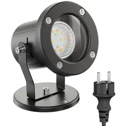 LEDscom.de Außen-Strahler Fluter MIBU - Edelstahl schwarz mit GU10 Lampe - Hochwertiger Gartenstrahler für außen, schwenkbarer Leuchtenkopf und IP55 Schutz für optimale Witterungsbeständigkeit.