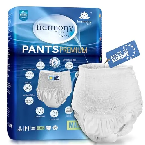 Harmony Care ® MAXI - Saugstarke Windelhosen für Erwachsene - Inkontinenz Schutzhosen & Unterwäsche mit Ultra-Saugkern für maximale Sicherheit und diskreten Tragekomfort, ideal bei starker Inkontinenz.