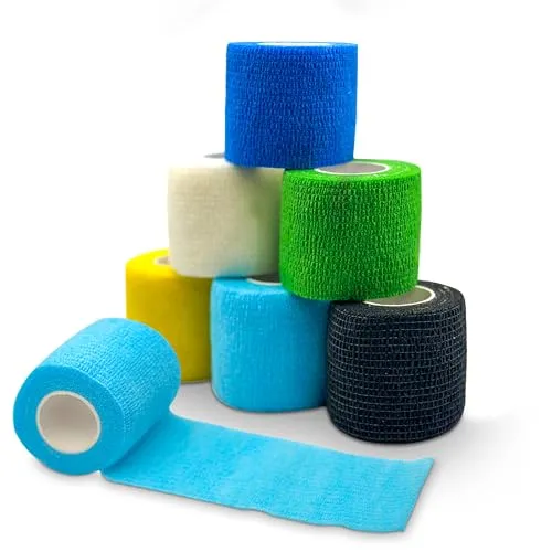 Petsation - 6 Selbstklebende Bandagen für Tiere [Das Original] Verbände für Hunde, Katzen, Pferde und Menschen Verband elastische Binde Handgelenk Bandage Pflaster (Farbig)