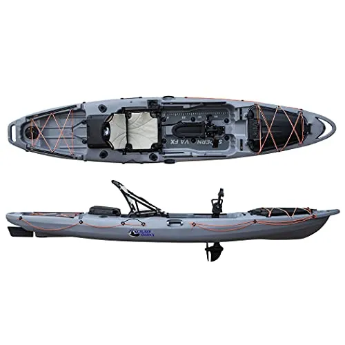 Galaxy Kayaks Supernova FX - Angelkajak mit Pedalantrieb - Angel-Kajaks mit vielseitigen Antriebsoptionen: Wähle zwischen Pedalantrieb, Elektromotor oder Paddel für ein individuelles Kajakerlebnis.