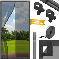 KESSER® Magnet Fliegengitter Tür 90 x 200 cm - Fliegengitter für Balkontüren, kinderleichte Montage mit Magnetverschluss für optimalen Insektenschutz und freie Luftzirkulation.