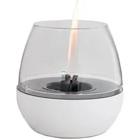 TENDERFLAME Tischfeuer Tulpe - Elegantes Design mit 3-fach Docht - Aschesauger mit Porzellansockel und Glasring, sicher dank patentiertem Edelstahldocht und schwer entflammbaren Sicherheitsbrennstoff für bis zu 4,5 Stunden Brenndauer.