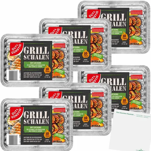 Gut&Günstig Alu Grillschalen mit Fettauffangrillen 22x34cm 6x10 Stk usy Block