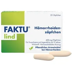Faktu Lind Hämorrhoidenzäpfchen 25 ST - Pflanzliche Unterstützung - Pflanzliche Hämorrhoidenzäpfchen zur Linderung von Beschwerden in den Anfangsstadien. Optimal für den täglichen Einsatz geeignet.
