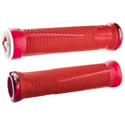 ODI AG1 Lock-On Griffe Rot 135mm - Lenkergriffe für MTB mit Lock-On-System, entwickelt in Zusammenarbeit mit UCI-Weltmeister Aaron Gwin für optimalen Komfort und Langlebigkeit. Verstärkte Endkappen schützen vor Abnutzung.