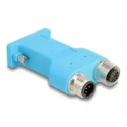 Delock D-Sub 9 Buchse zu M12 Stecker und 5 Pin A-kodiert CAN Bus Verteiler 180° 5-polig Blau