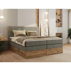 MKS MEBLE Boxspringbett WOOD CLASSIC KING 180x200 cm - Elegantes Boxspringbett mit 7-Zonen Taschenfederkern und praktischem Stauraum. Inklusive Topper für optimalen Liegekomfort und individuelles Design für Ihr Schlafzimmer.