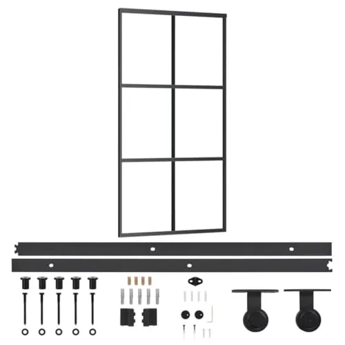 vidaXL Schiebetür mit Beschlag 102x205cm - Elegante Schiebetür aus transparentem ESG-Glas mit Aluminiumrahmen, ideal für lichtdurchflutete Räume. Die Soft-Stopp-Funktion ermöglicht geräuschloses Öffnen und Schließen.