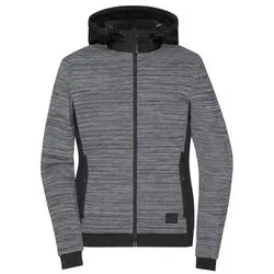 Ladies' Padded Hybrid Jacket Wattierte Strickfleece Jacke im attraktiven Materialmix grau/schwarz, Gr. S