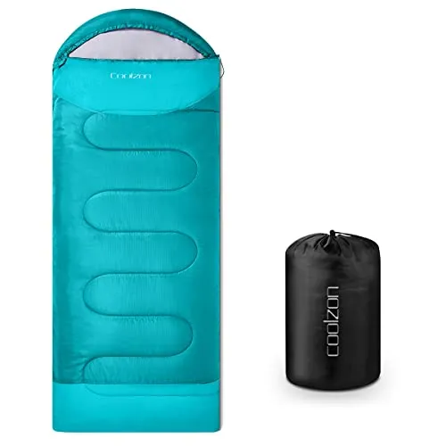 Coolzon Outdoor Schlafsack für Camping 3-4 Jahreszeiten Erwachsene Decke Kleines Packmaß Ultraleicht Tragetasche Weich Dick und Warm für Outdoor Camping Reisen Wandern Blau