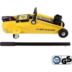 DUNLOP Hydraulischer Rangierwagenheber 2T mit 360° drehbarer Auflagefläche - Robuster Rangierwagenheber mit 2 Tonnen Tragkraft. Leicht und mobil, ideal für PKWs und SUVs. Die lenkbaren Rollen und die drehbare Auflagefläche ermöglichen eine einfache Handhabung.