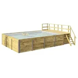 weka Massivholzpool 595 Gr. 2 mit Technikraum - Rechteckiger Einbaubecken-Pool aus massivem Holz mit 21133 Litern Fassungsvermögen, inklusive Sandfilteranlage und Poolfolie für optimalen Badespaß.