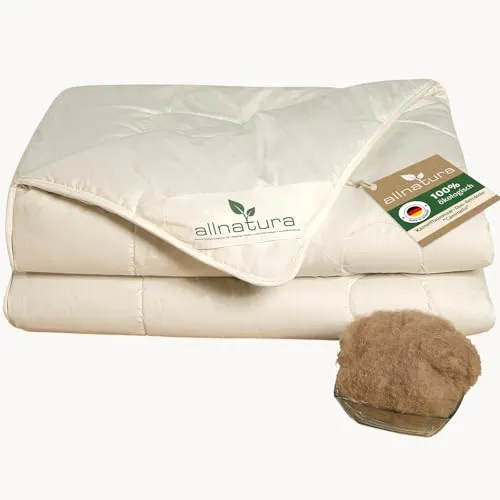 allnatura Kamelflaumhaar Duo-Bettdecke Cammello 135x200 - klimatisierende Winter-Decke - Warmer Schlafkomfort mit Feuchtigkeits-Management - 100% nachhaltiges Kamelflaumhaar - Made in Germany