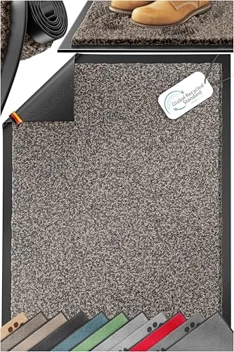 KESSER rutschfeste Schmutzfangmatte für Innen- & Außenbereich, 90 x 60 cm - Diese elegante Schmutzfangmatte in Taupe/Anthrazit ist ideal für Wohnungseingänge, Büros und Vorzimmer. Mit einer Höhe von 7 mm sorgt sie für einen sauberen Eingangsbereich.