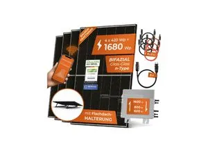 Solarway® 1760W Balkonkraftwerk - Komplettset mit 1600W Wechselrichter - Balkonkraftwerk mit 4 x 440W bifazialen Solarmodulen und smartem Deye Wechselrichter. Maximale Energieausbeute und bis zu 250€ jährliche Stromkostenersparnis!
