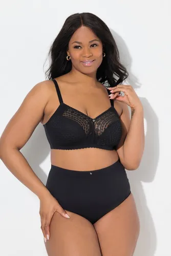 Ulla Popken TruYou Damen Bralette – Bügelloses Spitzen-Design in Schwarz - Elegantes Bralette mit edler Blütenspitze für höchsten Tragekomfort. Verstellbare Träger und optimale Passform in Übergrößen.