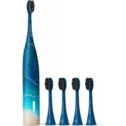 ECO VIBE 3 Starterkit Ocean + 4 Refills - Elektrische Zahnbürste in Blau/Beige - Erleben Sie eine gründliche Mundpflege mit 3 Reinigungsstufen und einem praktischen 2-Minuten-Timer. Die ECO VIBE 3 bietet 40.000 Pulsationen pro Minute für optimale Ergebnisse.