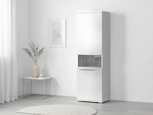 Vitrine PLACES OF STYLE "Piano" in Weiß Hochglanz - Moderne Vitrine aus Spanplatte mit Soft-Close-Funktion, ideal für stilvolle Wohnräume. 5 verstellbare Einlegeböden bieten viel Stauraum und die hochglänzende Optik setzt Akzente.