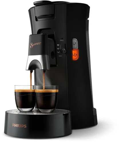 PHILIPS Senseo Select - Kaffeepadmaschine, Kaffeestärkewahl Plus und Memo-Funktion, aus 21% recyceltem Plastik, 0.9 Liter, Schwarz (CSA240 60)