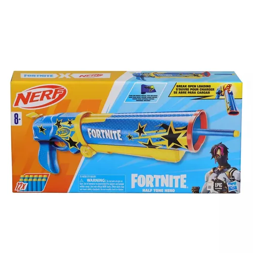 Fortnite Half Tone Hero Nerf Blaster - Outdoor-Spielzeug, mit coolem Fortnite-Design und hoher Reichweite für spannende Action im Freien.