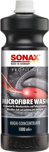 SONAX PROFILINE Microfibre Wash 1 Liter - Flüssigwaschmittel für Mikrofasertücher, reinigt schonend und sorgt für lange Lebensdauer der Tücher. Ideal für die professionelle Autopflege.