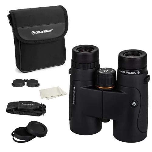 Celestron 72323 Nature DX 10x42 Fernglas für Natur- und Vogelbeobachtungen, vollvergüter mit BaK-4-Prismen, gummiarmiert, anlaufgeschützt und wasserdicht