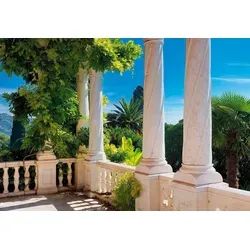 Komar Fototapete Villa Liguria - 368 x 254 cm, Braun-Grün - Fototapete für Wohnzimmer und Schlafzimmer, bietet fotorealistische Naturmotive und ist atmungsaktiv sowie geruchsneutral. Ideal für eine stilvolle Wandgestaltung.