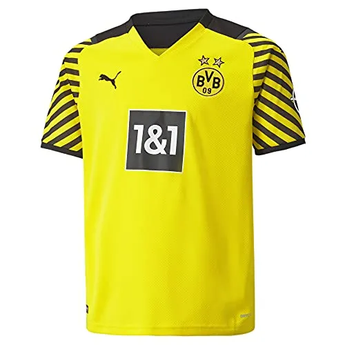 Puma Home Shirt Replica SS Jr w Sponsor, Cyber Yellow-Puma Black, 164