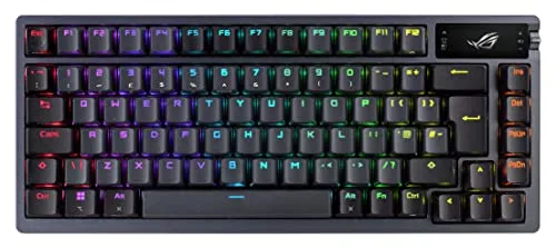 ASUS ROG Azoth tastiera Gaming USB + RF Wireless + Bluetooth QWERTY Inglese US Nero (Asus ROG AZOTH Compact 75% Mechanical RGB Gaming Keyboard, Wireless/Btooth/USB, Hot-Swap ROG NX Red Switches, OLED