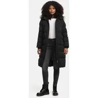 MARIKOO Damen Winterjacke B890 - Warmer Stepp-Parka mit Kapuze - Funktionsjacken: Trendige und wasserabweisende Steppjacke mit abnehmbarer Kapuze und voluminösem Kunstfellkragen, ideal für kühle Temperaturen.