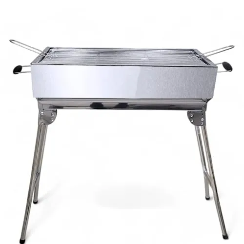 Mangal Schaschlik Kairat Grill Edelstahl rostfrei mit Grillrost - Hochwertiger Grill aus rostfreiem Edelstahl, ideal für Schaschlik und Grillpartys im Freien.