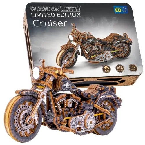 WOODEN.CITY Limited Edition Cruiser V-Twin LE 3D Holzmodellbausatz - Puzzles: 142-teiliges Retro Holzpuzzle für Erwachsene, fördert Kreativität und logisches Denken - das ideale Geburtstagsgeschenk für Bastelfreunde!