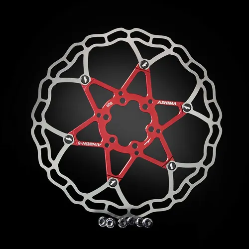 Bremsscheibe AiNeon 180 mm Floating Disc (Tune it) rot - Hochwertige 180 mm Bremsscheibe für MTB und Gravel Bikes. Leichtes Design mit nur 88g sorgt für optimale Bremsleistung und einfache Montage. Ideal für präzises Bremsverhalten.