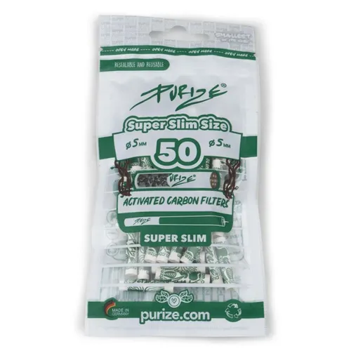 PURIZE® Super Slim Size Aktivkohlefilter 5 mm 50 Stück