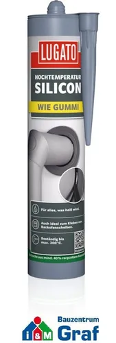 LUGATO Hochtemperatur-Silikon WIE GUMMI, ofenschwarz, 310ml - Dichtmaterialien, hitzebeständig bis 300°C, ideal für Öfen und Grills, bietet starke Haftung und Flexibilität.