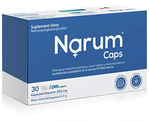 Narum Caps 30 Kapseln - Probiotikum mit Lactobacillus Acidophilus - Nahrungsergänzungsmittel für allgemeines Wohlbefinden, alkoholfrei und allergenfrei, ideal für die Einnahme vor dem Essen.