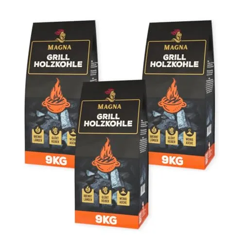 Magna Grillkohle 18 kg - 100% natürliche Holzkohle - Brennstoffe - Gleichmäßig und langsam brennend, rauchfrei und wenig Asche, ideal für ein perfektes Grillerlebnis.