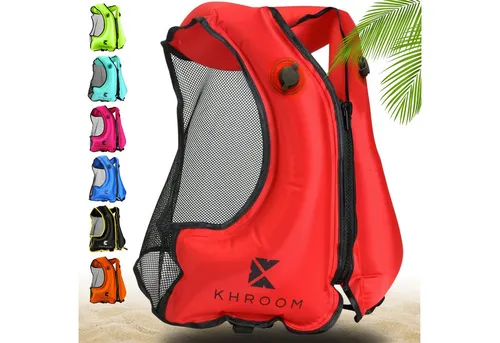 Khroom Aufblasbare Schwimmweste für Erwachsene - Ideal für SUP und Kajak - Rettungswesten für Schnorcheln und Schwimmen, mit 59 N Auftrieb, leicht und bequem für sicheres Wasservergnügen.