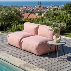 Modulare 2-Sitzer-Gartenmöbel in Puderrosa - Oviala Mixi - Modulare Gartenmöbel mit 2 Sesseln für stilvolle Entspannung im Freien. Der weiche Stoff sorgt für hohen Sitzkomfort und passt sich Ihren Bedürfnissen an. Verleihen Sie Ihrem Außenbereich einen modernen Akzent!