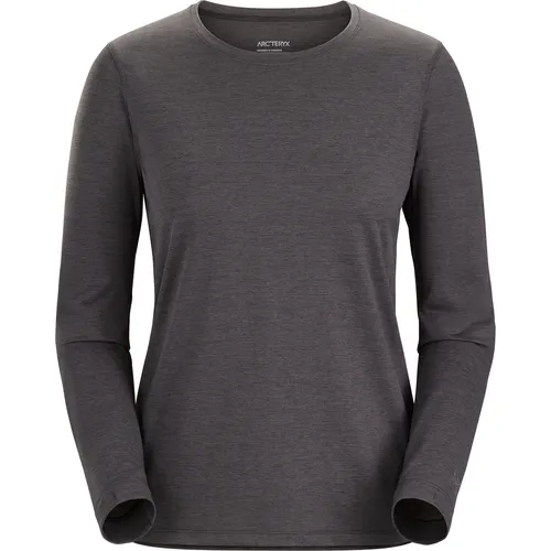 Arc'teryx Women's Taema Crew L/S - Grau Laufshirt Gr. S - Funktionsunterwäsche mit geruchshemmendem Material und UV-Schutz; ideal für Road- und Trailrunning; mit praktischen Daumenschlaufen für optimalen Sitz.