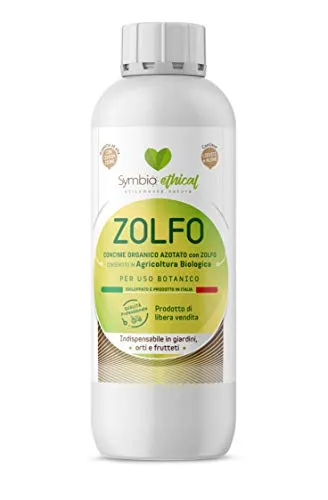 SYMBIOETHICAL - SCHWEFEL, Stickstoffhaltiger organischer Dünger mit flüssigem Schwefel, Dünger für biologische Landwirtschaft, mit Hefe und Algen, Made in Italy, 500 ml