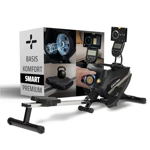 SportPlus Rudergerät SP-MR-1200-B-iE - Klappbares Rudergerät mit App-Kompatibilität und 8 Widerstandsstufen für effektives Ganzkörpertraining. Ideal für Zuhause.