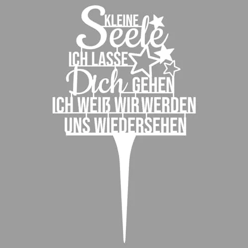 Illumino Grabdekoration Grabschmuck mit Sternen Wetterfeste Grabstecker aus Stahl mit Trauerspruch Schriftzug I Kleine Seele, ich Lasse Dich gehen.. I Eine liebevolle Erinnerung