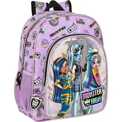 Safta Monster High Best Boos Junior Rucksack 15l - Rucksack in Lila für Kinder, ergonomisch gepolstert mit praktischen Seitentaschen und doppeltem Zipper für einfaches Öffnen, ideal für Schule und Freizeit.