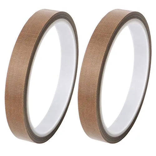 GTIWUNG 2 Stück Teflonband, Hochtemperaturband, PTFE Glasgewebeband/Glasklebeband, High Temp Klebeband, Hitzebeständig bis 260°C, Selbstklebend, 13mm x 10m