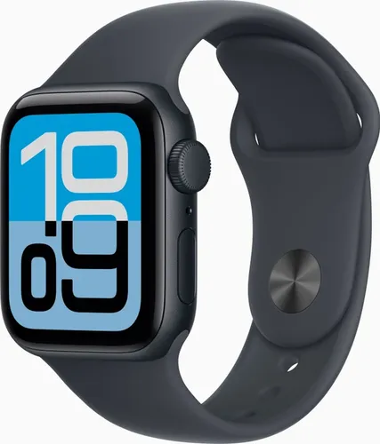 Apple Watch SE 3 40 mm Mitternacht Aluminium mit Mitternacht Sportarmband - M/L - Smartwatch für Herren und Damen mit 1,57" OLED Display. Verfolgen Sie Ihre Aktivitäten, Anrufe und Zahlungen über Apple Pay. Wasserfest bis 50 m, maximal 32 Std. Batterielaufzeit – ideal für den aktiven Lebensstil.